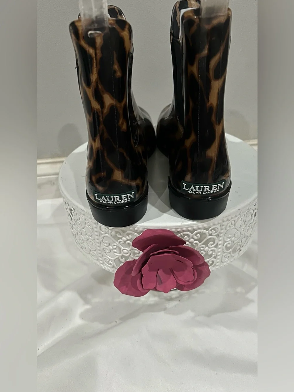 Lauren Ralph Lauren Leopard Print Rain Boots - Brown and Black